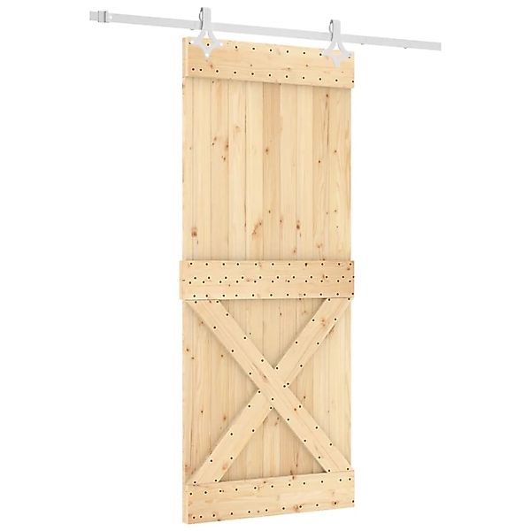 vidaXL Schiebetür mit Beschlag 85x210 cm Massivholz Kiefer 3203171 günstig online kaufen