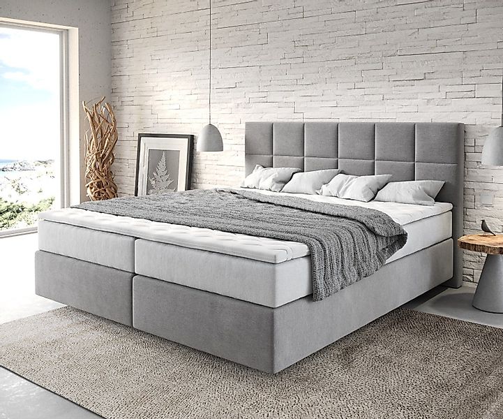 DELIFE Boxspringbett Dream-Fine, Mikrofaser Grau 180x200 günstig online kaufen