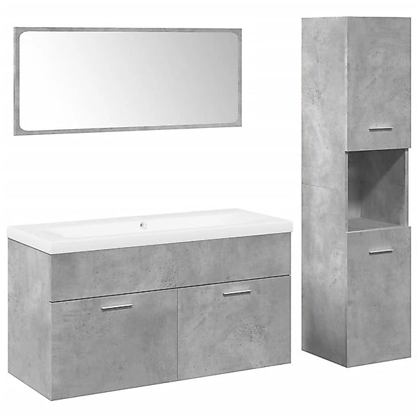 vidaXL 4-Tlg Badmöbel-Set Betongrau Holzwerkstoff 3324881 günstig online kaufen