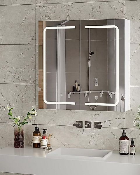 MSMASK Spiegelschrank mit LED-Beleuchteter Flexibler Stauraumoption 65 x 17 günstig online kaufen