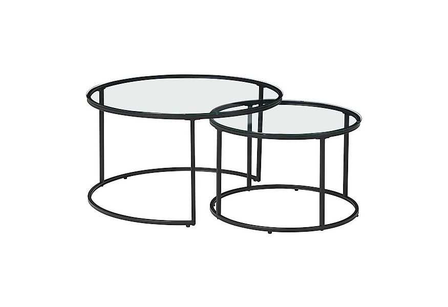 en.casa Couchtisch (Set, 2-St), »Kokkola« Satztisch rund Metall Klarglas günstig online kaufen