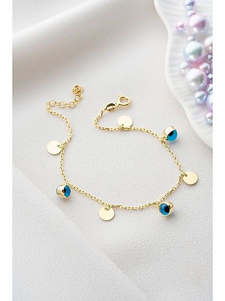 Nisan Ketten und Armband Set, Silber Damenarmband mit Nazar-Auge und runden günstig online kaufen