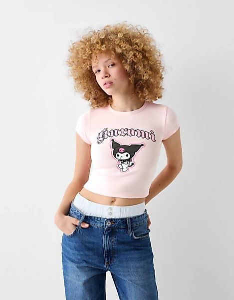 Bershka T-Shirt Kuromi Mit Kurzen Ärmeln Und Print Damen L Rosa günstig online kaufen