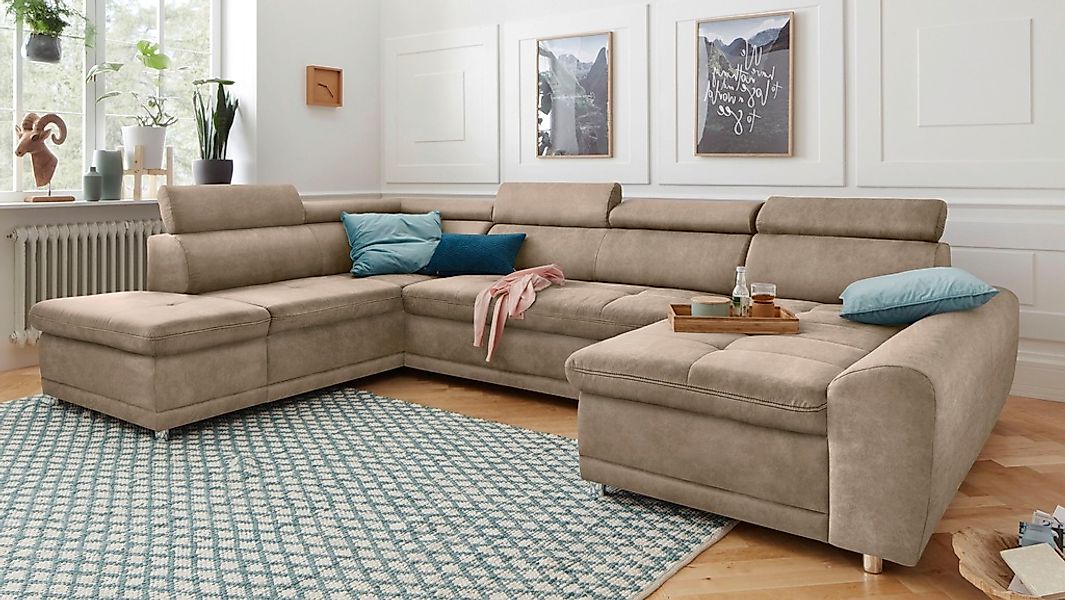sit&more Wohnlandschaft "Riva U-Form" wahlweise mit Bettfunktion günstig online kaufen