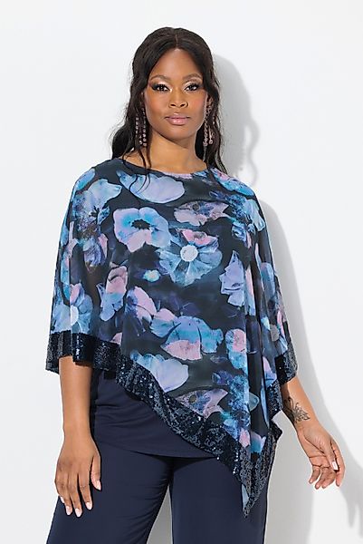 Ulla Popken Druckbluse Bluse Chiffon-Überwurf U-Boot-Ausschnitt günstig online kaufen