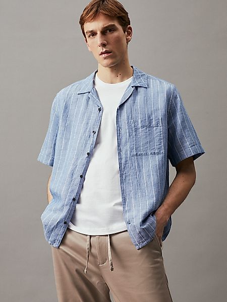Calvin Klein Kurzarmhemd LINEN COTTON STRIPE günstig online kaufen