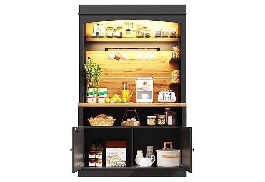 MODFU Hochschrank Küchenschrank,Vitrinenschrank,Buffetschrank (mit LED-Bele günstig online kaufen