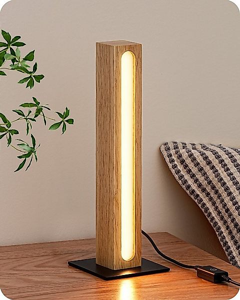 EDISHINE LED Nachttischlampe Holz, LED fest integriert, Touch Dimmbar günstig online kaufen
