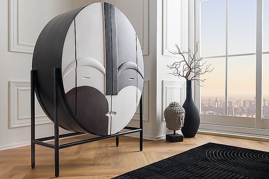 riess-ambiente Highboard VOODOO 120cm braun/weiß/schwarz - Mangoholz, 3D Sc günstig online kaufen