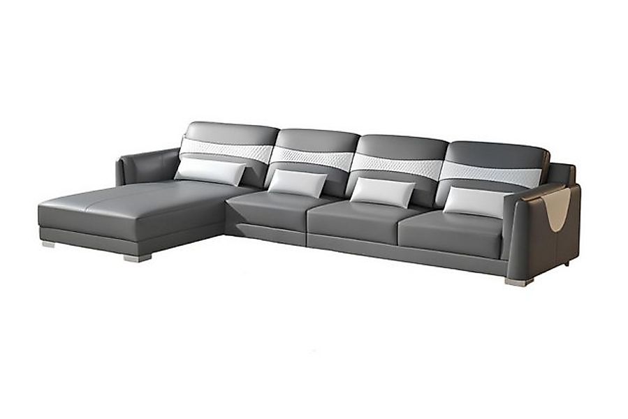 Xlmoebel Ecksofa Neues Ecksofa in L-Form aus grauem Luxusleder mit Liegefun günstig online kaufen