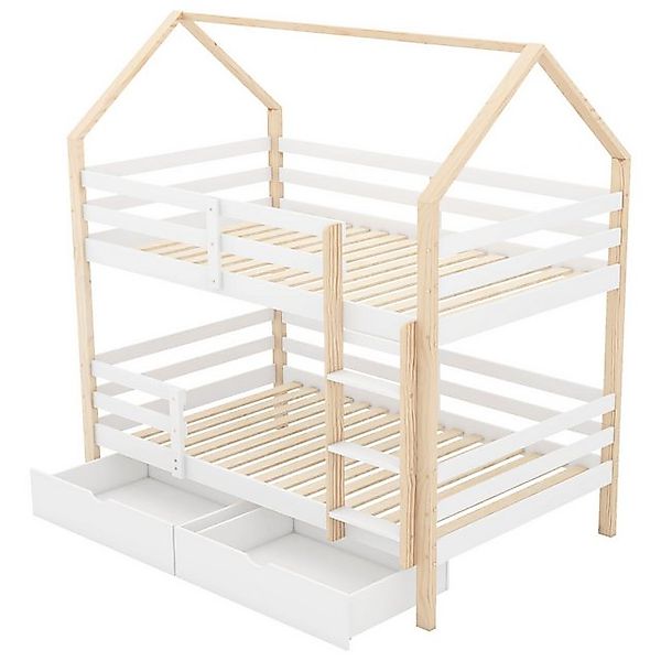 SOFTWEARY Etagenbett mit 2 Schlafgelegenheiten, Rollrost und Leiter (90x200 günstig online kaufen