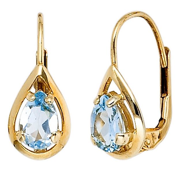 Schmuck Krone Paar Ohrhänger Ohrringe mit Blautopas Tropfen 333 Gelbgold, G günstig online kaufen