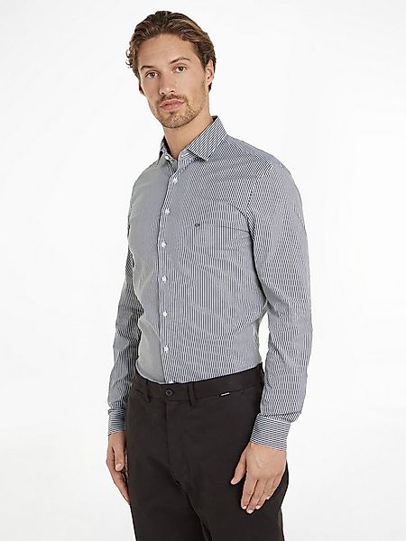 Calvin Klein Langarmhemd POPLIN STRIPE SLIM SHIRT mit Logoprägung günstig online kaufen