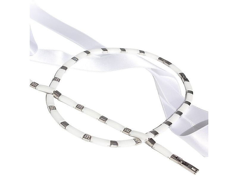 ELLAWIL Collier Collier und Armband aus Keramik und Edelstahl weiß/silber ( günstig online kaufen