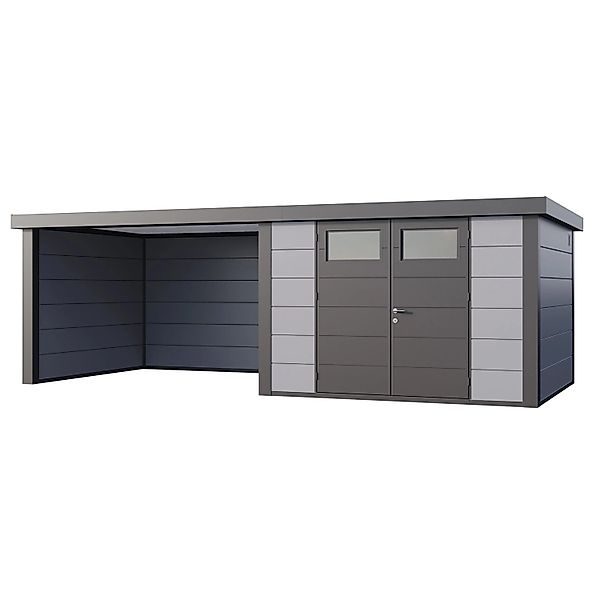 Gerätehaus Classico 3030 mit Lounge L Links 642 cm x 238 cm Hellgrau günstig online kaufen