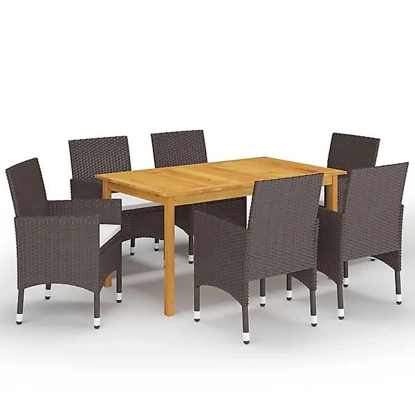 vidaXL 7-Tlg Garten-Essgruppe mit Kissen Braun 3095864 günstig online kaufen