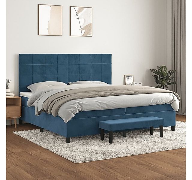 vidaXL Boxspringbett Boxspringbett mit Matratze Dunkelblau 200x200 cm Samt günstig online kaufen