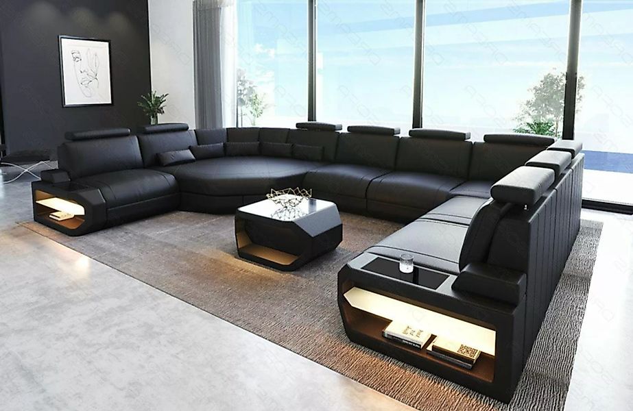 Sofa Dreams Wohnlandschaft Leder Sofa Asti U Form, Couch, U Form Ledersofa günstig online kaufen