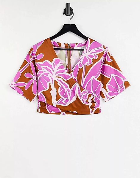 Liquorish – Kimono-Oberteil mit abstraktem Blumenmuster, Kombiteil-Mehrfarb günstig online kaufen