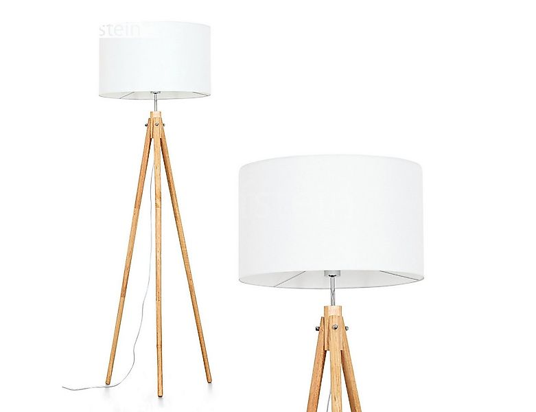 hofstein Stehlampe Stehlampe aus Holz/Stoff in Naturfarben/Weiß, ohne Leuch günstig online kaufen
