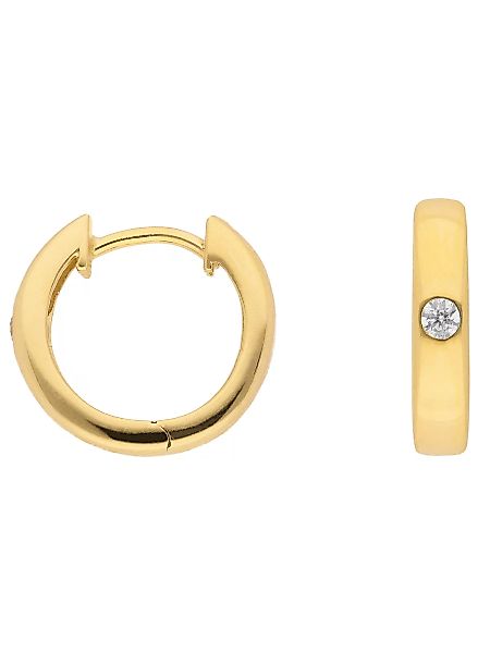Adelia´s Paar Ohrhänger "333 Gold Ohrringe Creolen Ø 13,6 mm", mit Zirkonia günstig online kaufen