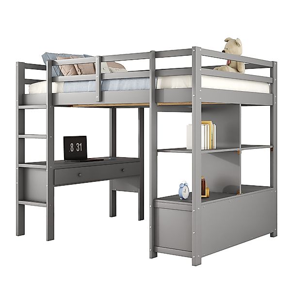Merax Hochbett mit Schreibtisch und Regal günstig online kaufen
