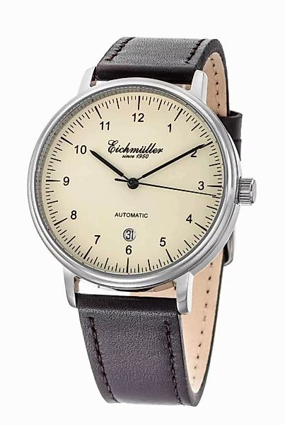 Eichmüller Automatikuhr Herrenuhr Beige Lederband Braun günstig online kaufen
