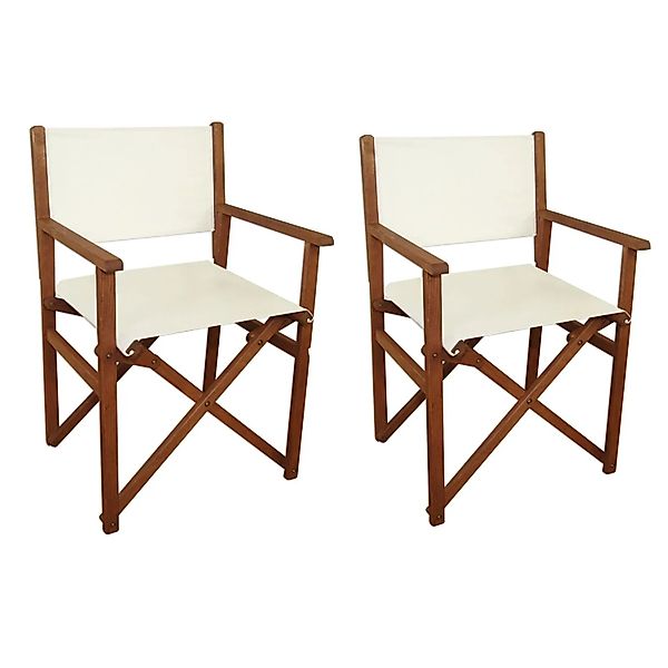 Erst-Holz Doppelpack Regiestühle Gartenstühle Buchenholz mit Stoffbespannun günstig online kaufen