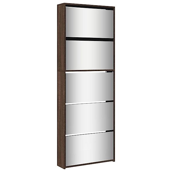 vidaXL Schuhschrank mit Spiegel 5 Fächer Braun Eiche 63x17x169,5 cm 3228285 günstig online kaufen