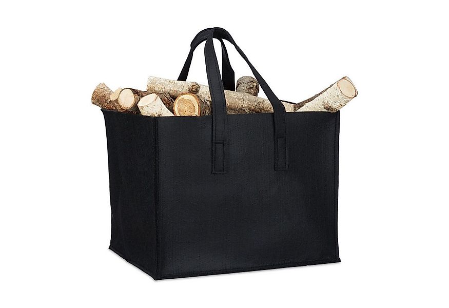 relaxdays Kaminholzkorb aus Filz, schwarz günstig online kaufen