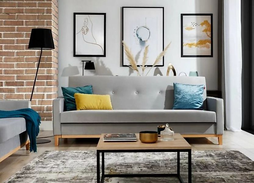 JVmoebel Schlafsofa, Sofa 3 Sitzer Couch Textil Polster Stoff Bettfunktion günstig online kaufen