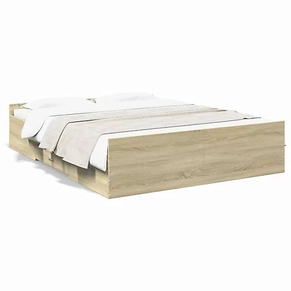 vidaXL Bett Bettgestell mit Schubladen Sonoma-Eiche 150x200cm Holzwerkstoff günstig online kaufen