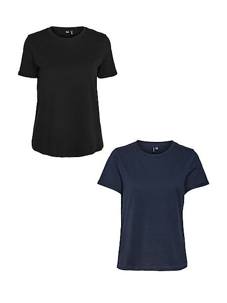 Vero Moda T-Shirt 2er Pack Basic T-Shirt VMPAULA (2-tlg) VMPAULA S/S T-SHIR günstig online kaufen