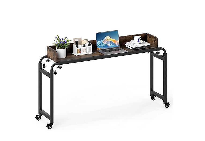 COSTWAY Schreibtisch, Überbetttisch mit Rollen, verstellbarer Höhe & Länge günstig online kaufen