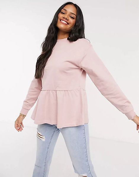 ASOS DESIGN – Ausgestelltes Sweatshirt in Rosa günstig online kaufen