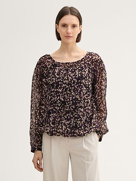 TOM TAILOR Langarmbluse Gemusterte Chiffon Bluse günstig online kaufen