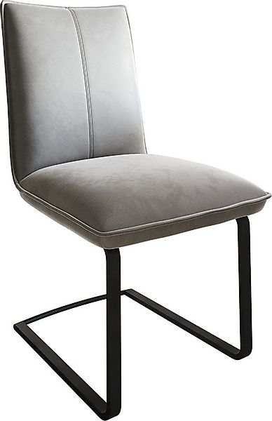 DELIFE Polsterstuhl Lelio-Flex, Freischwinger flach Schwarz Samt Grau Tasch günstig online kaufen