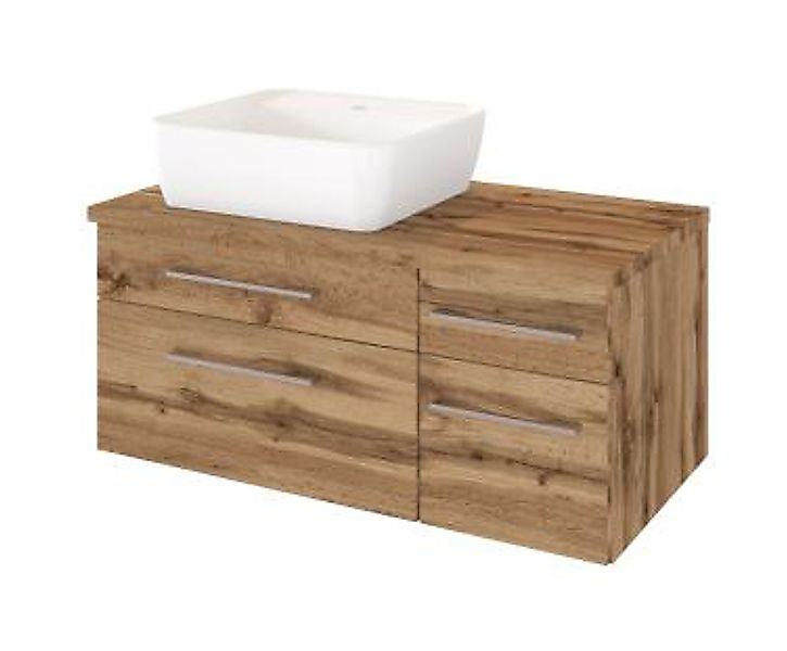 Waschtisch 90 inkl Keramik-Aufsatzbecken links 4 Auszügen Davos von Held Mö günstig online kaufen