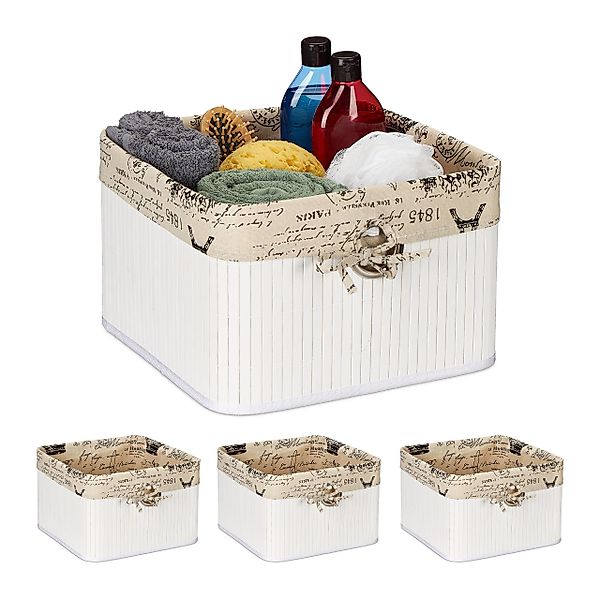 relaxdays Regalkorb 4 x Weißer Aufbewahrungskorb günstig online kaufen