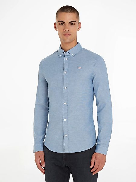 Tommy Jeans "TJM Slim Stretch Oxford Shirt" mit Flaglabel auf der Brust günstig online kaufen