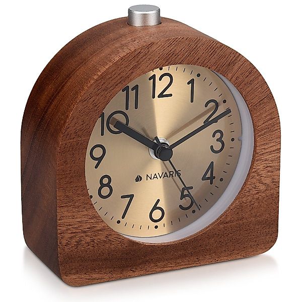 Navaris Wecker Analog Holz Wecker mit Snooze, Retro Uhr Halbrund/Quadrat günstig online kaufen