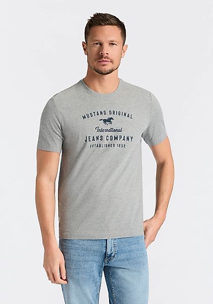 MUSTANG Rundhalsshirt "Alex Logoprint uni" mit Logoprint auf der Brust günstig online kaufen