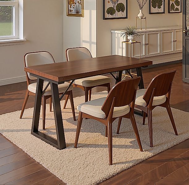 HOMAVO Esstisch MDF-Tischplatte mit Marmor- oder Holzoptik, Metallgestell-Z günstig online kaufen