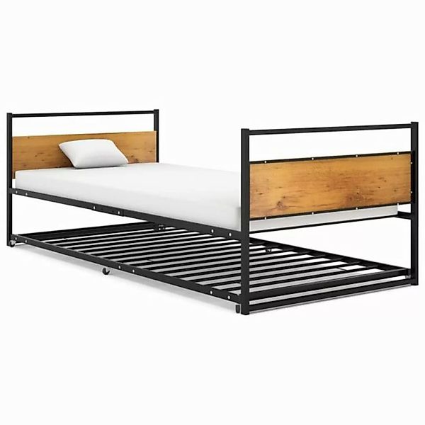 furnicato Bett Ausziehbett Schwarz Metall 90x200 cm (1-tlg) günstig online kaufen