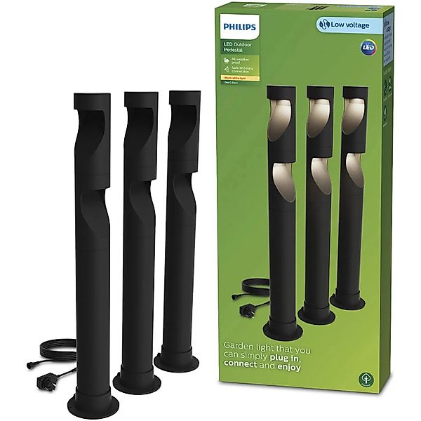 Philips Sockelleuchte Desi Niedervolt Schwarz 3er Set günstig online kaufen