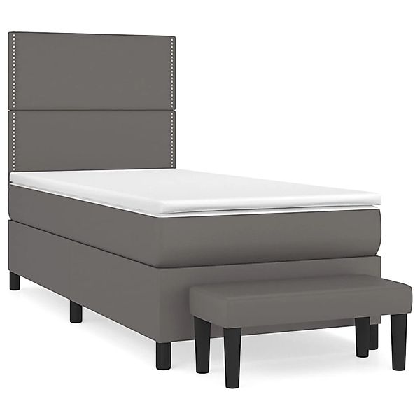 vidaXL Boxspringbett mit Matratze Grau 90x200 cm Kunstleder1466365 günstig online kaufen