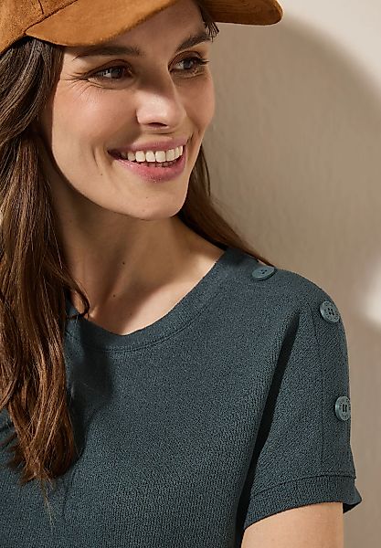 Cecil T-Shirt, in Struktur-Optik und mit Knopf-Details günstig online kaufen