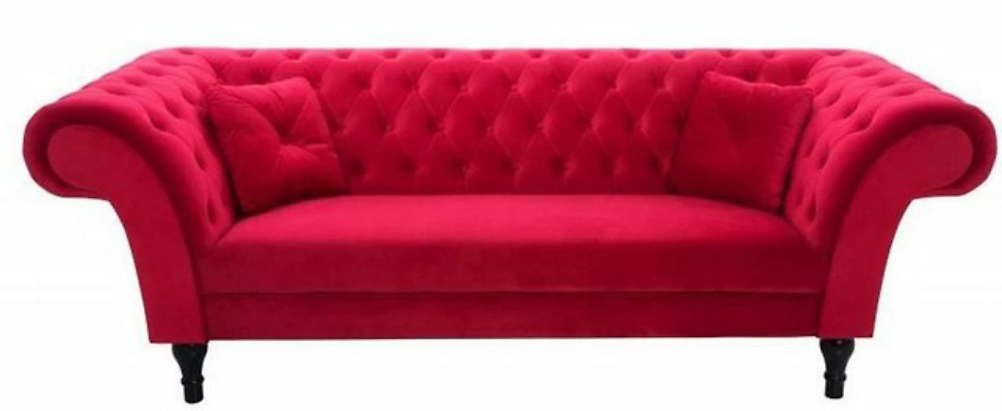Casa Padrino Chesterfield-Sofa Chesterfield Sofa in Rot 225 x 90 x H. 79 cm günstig online kaufen