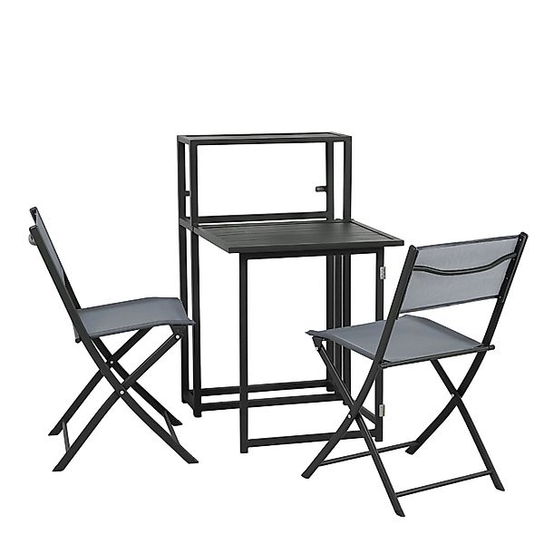 Svita Balkon-Set Platzsparend Balkon-Möbel Kleiner Balkon Klappbar Dunkelgr günstig online kaufen