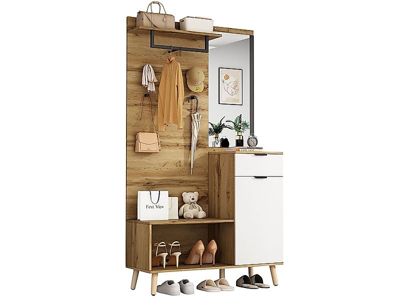 SeedWave Garderobe Garderobenschrank mit Schuhschrank, 8-in-1-Design mit Sp günstig online kaufen